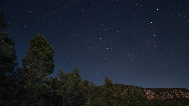 Starry night sky over the Dixie National Forest