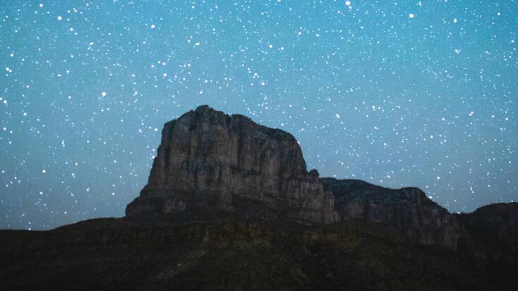 Night sky over mountains in Texas