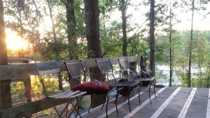 deck with seating and river view, North Carolina