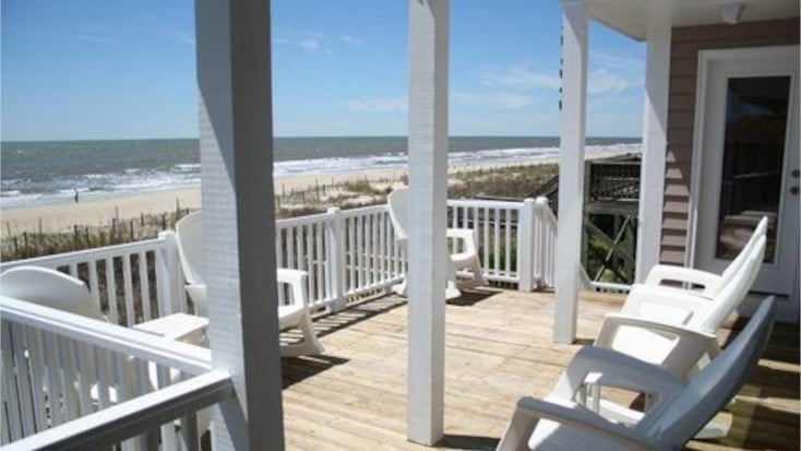Deck with seating and ocean view, North Carolina