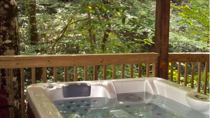 Hot tub on private deck with forest view, North Carolina