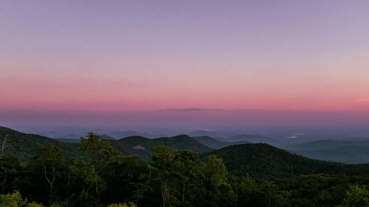 A stunning sunset over the Blue Ridge Mountains