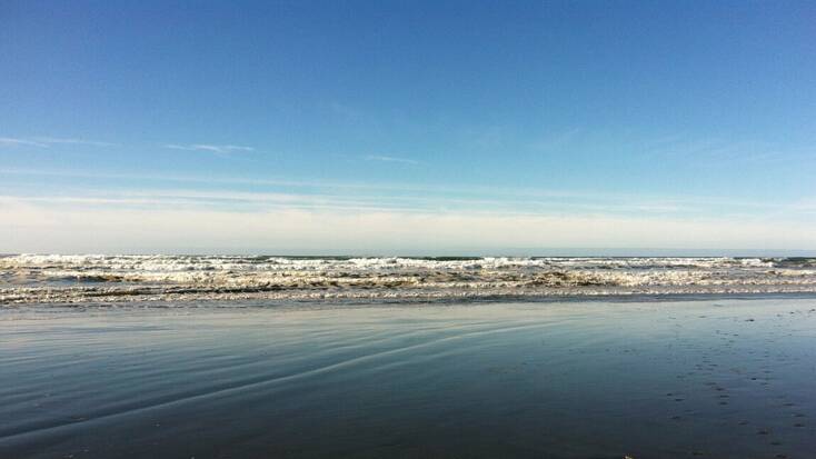 waves rolling onto the shore of Long Beach, Washington