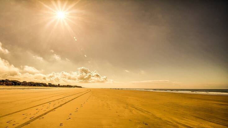 The large, spacious beach at Chipiona, Cadiz