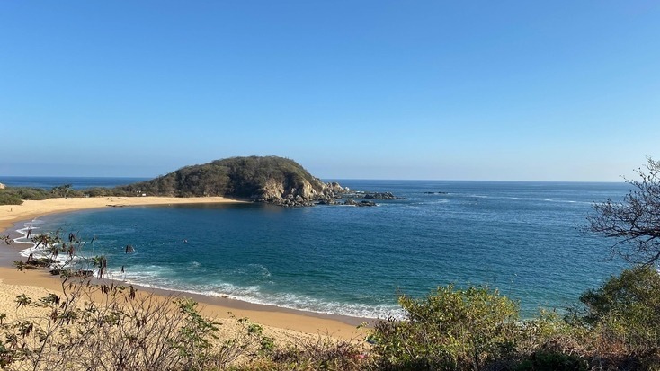 A view of a beach in Huatulco, Mexico