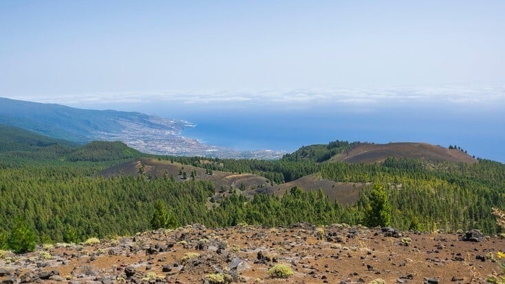 A view over stunning countryside towards a beach on La Palma, Canary Islands
