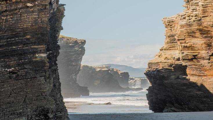 The incredible rock formations along one of the best beaches in Spain, Playa de las Catedrales, Galicia