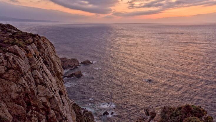 A view from the cliff tops of Playon de Bayas, Galicia