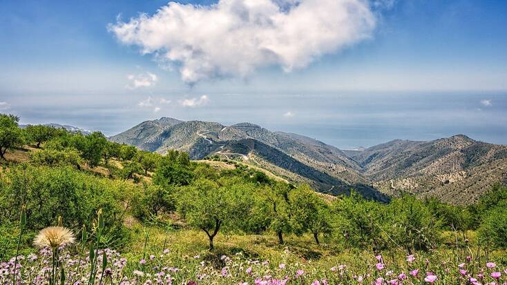 A view over Spanish mountains towards Spanish beaches