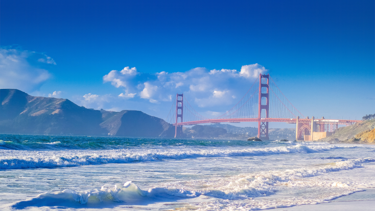 view of Golden Gate bridge during California getaways near San Francisco 