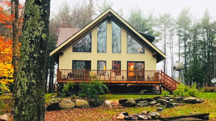 Massachusetts is the next stop on your fall road trip. Luxury cabin rental with large yard
