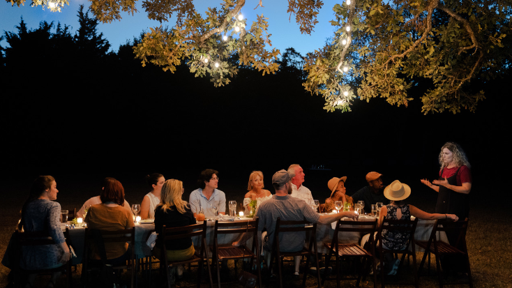 The Chef's table experience at a glamping farm stay in Texas. 