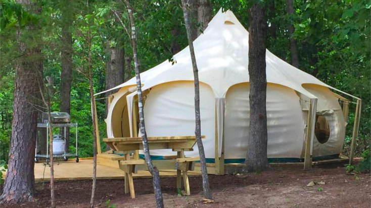 Stay on this bell tent near Shenandoah National Park for your next glamping get away