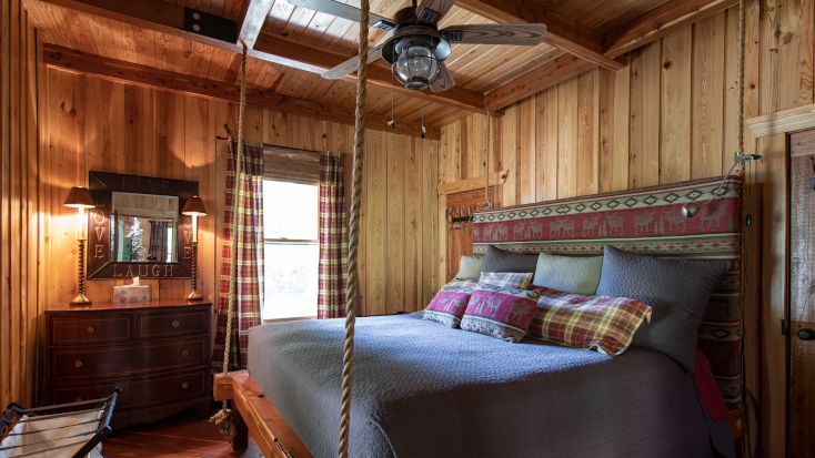 Cozy bedroom at North Carolina Cabin
