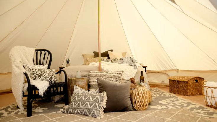 glamping bell tent interior