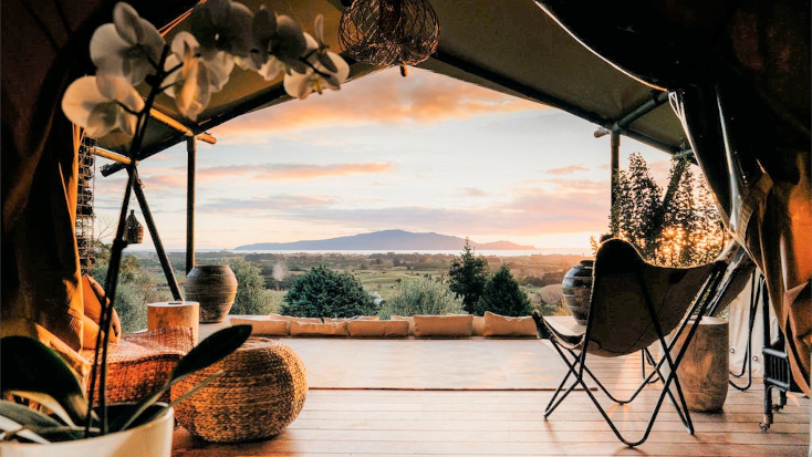 Luxury safari tent in Waikanae NZ is an ideal spot for a couples retreat from  our Host of the Month for October 2022 