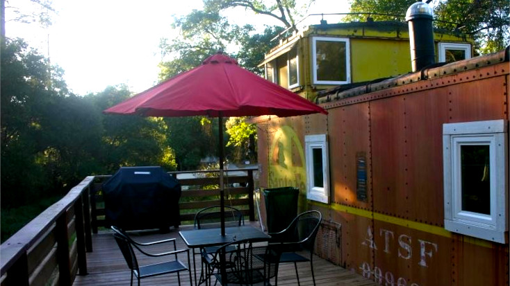 Have a cookout under the stars near Yosemite National Park, when you rent this caboose in Oakhurst California, Host of the month for November 2022
