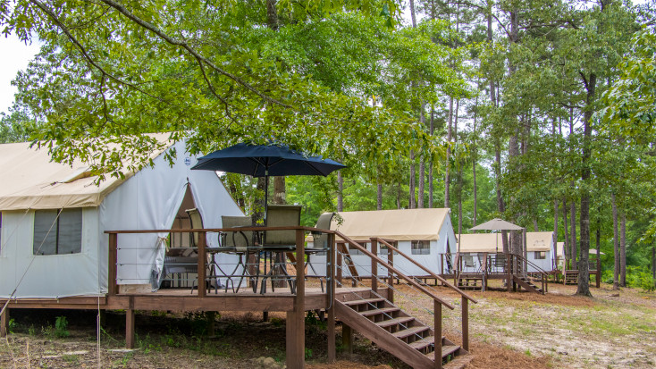 Tented cabins in Georgia near Jimmy Carter National Historical Park