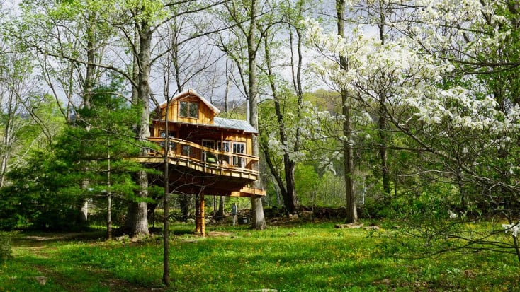Treehouse in Canton, NC surrounded by forest and mountains for a fun weekend getaway