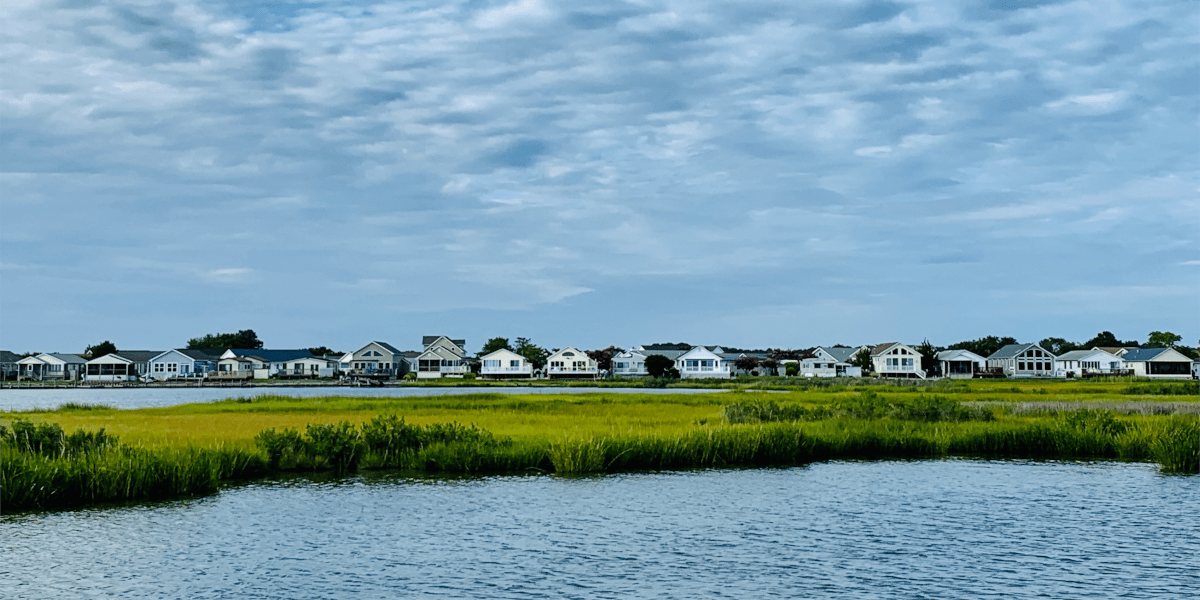 View of Ocean City Maryland cabins and waterfront rentals
