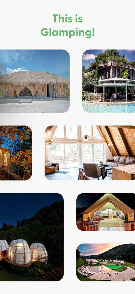 selection of glamping rentals