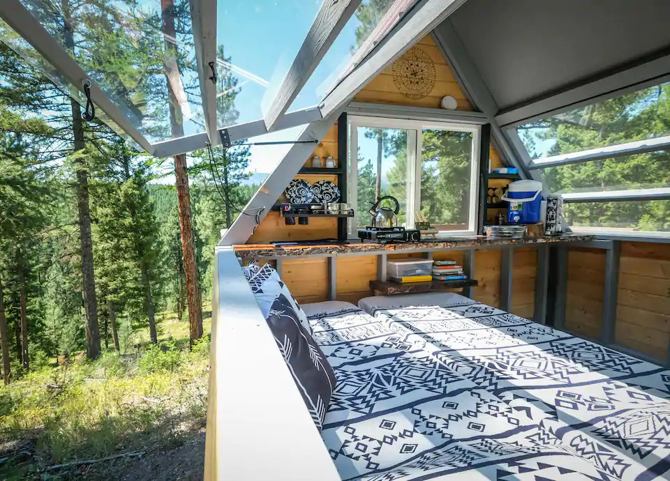 eco-friendly A-Frame cabin in Montana